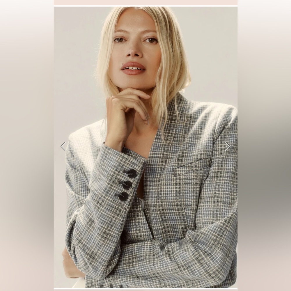 By Anthropologie Cropped Knit Tuxedo Blazer size 16 - Picture 3 of 14